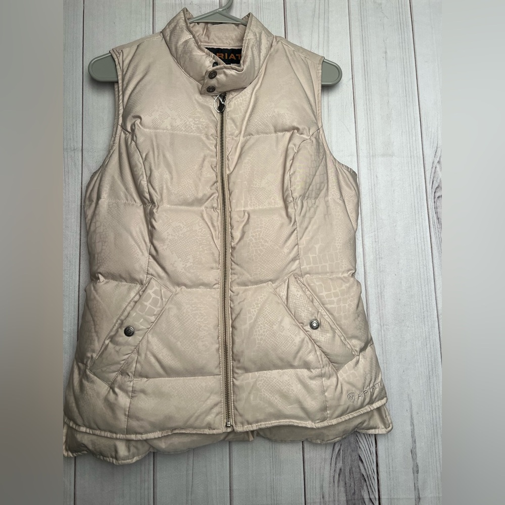 Ariat Women's Beige Puffer Duck Down Vest Size Small